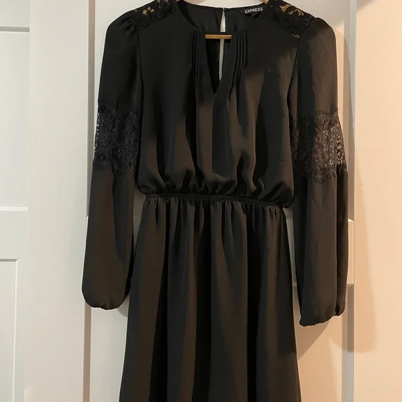 chinese dress ladies Express Women's Black Lace-Up Knee-Length Dress main image 1